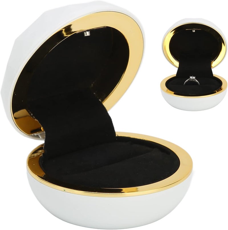 woobles Velvet Necklace Pendant Box,LED Light Pendant Necklace Gift Box,Ring Box with LED Light Exquisite Elegant Jewelry Display Gift Box for Wedding Proposal Engagement(white) - Image 5